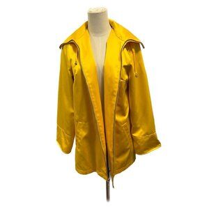 DENNIS BY DENNIS BASSO OVERSIZED YELLOW RAIN JACKET COAT XS SPRING CLASSY PREPPY